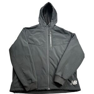 New Balance Softshell Jacket Mens XL Black Fleece Lined Hooded Full Zip
